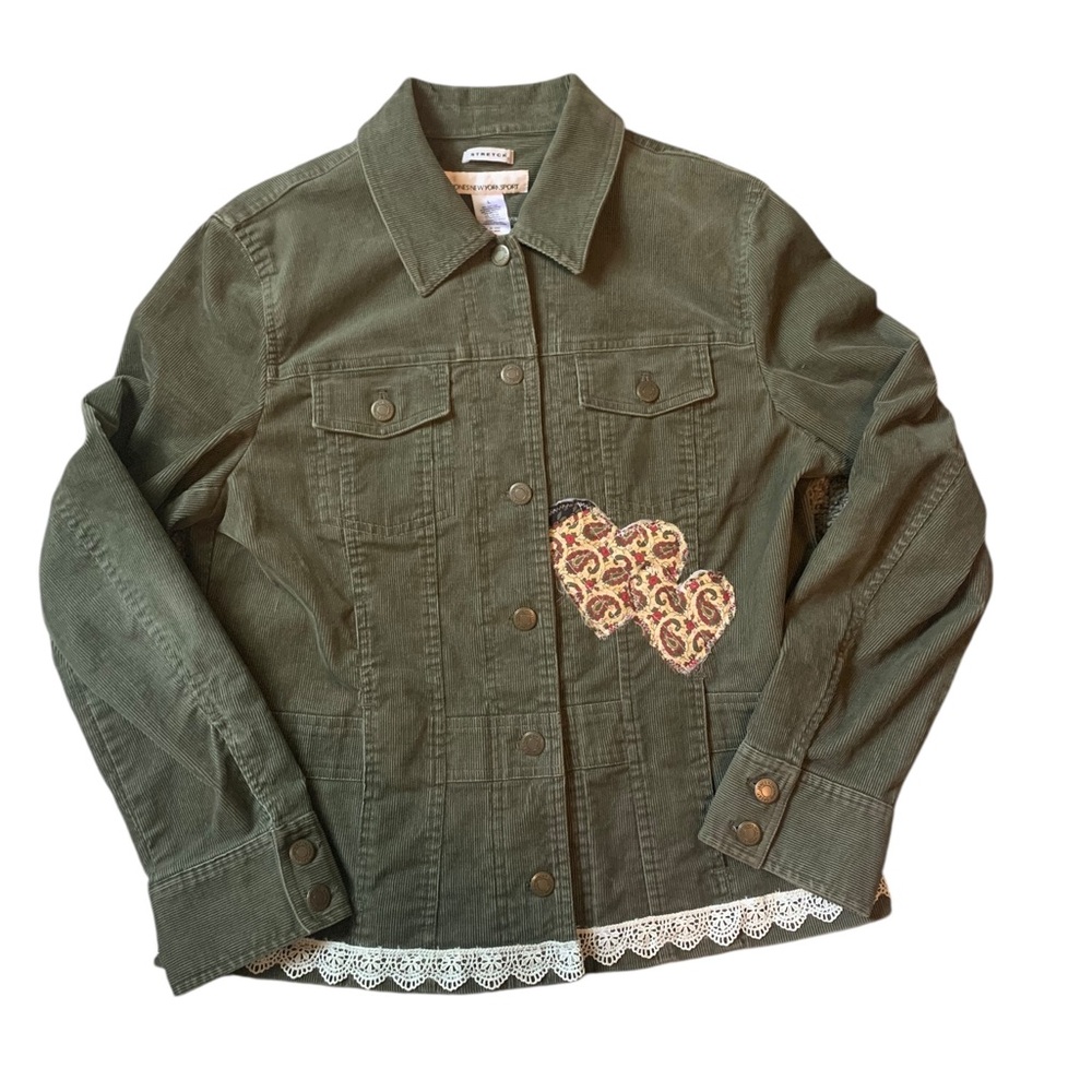 Upcycled Olive green corduroy jacket by Jones New York size L